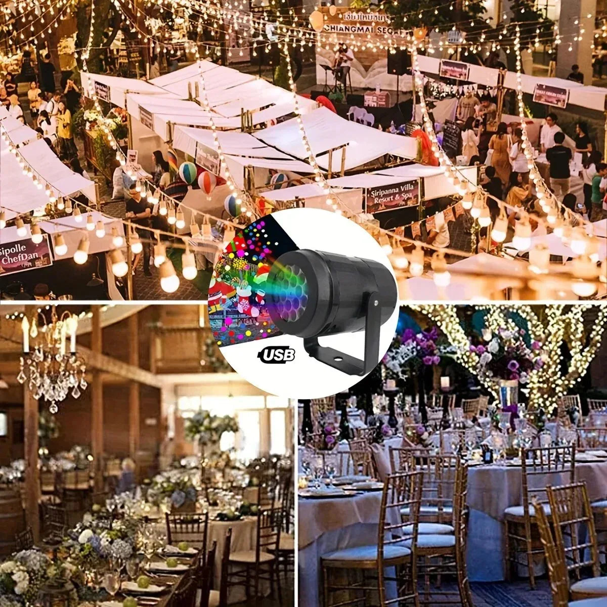 Rotating Holiday Pattern Projector Light